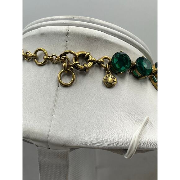 J. Crew Green Bauble Glass Resin Flower Cluster Bib Runway Gold Ox Necklace - Picture 6 of 14